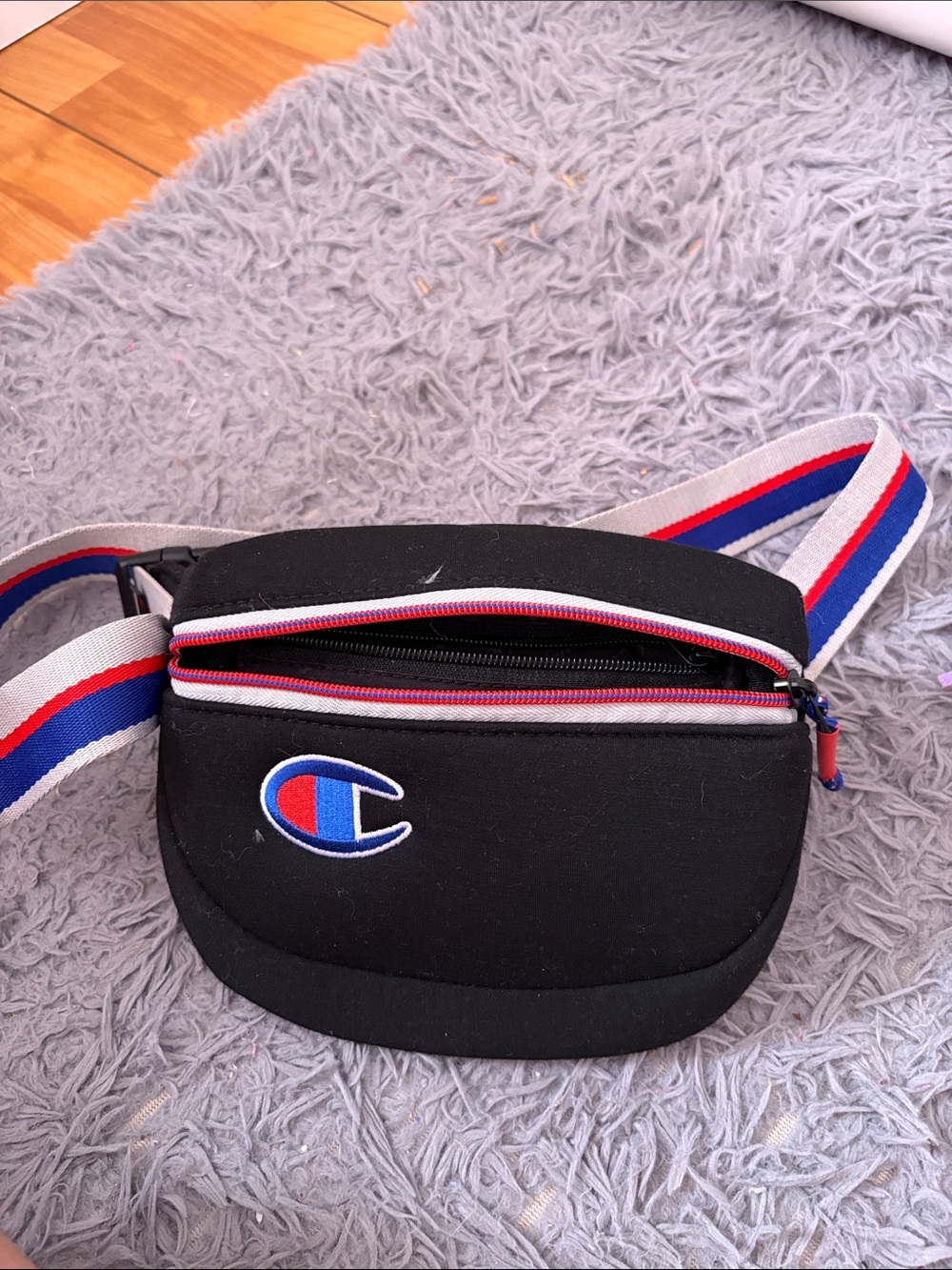 Champion Black Belt Bag with Red, White & Blue Strap